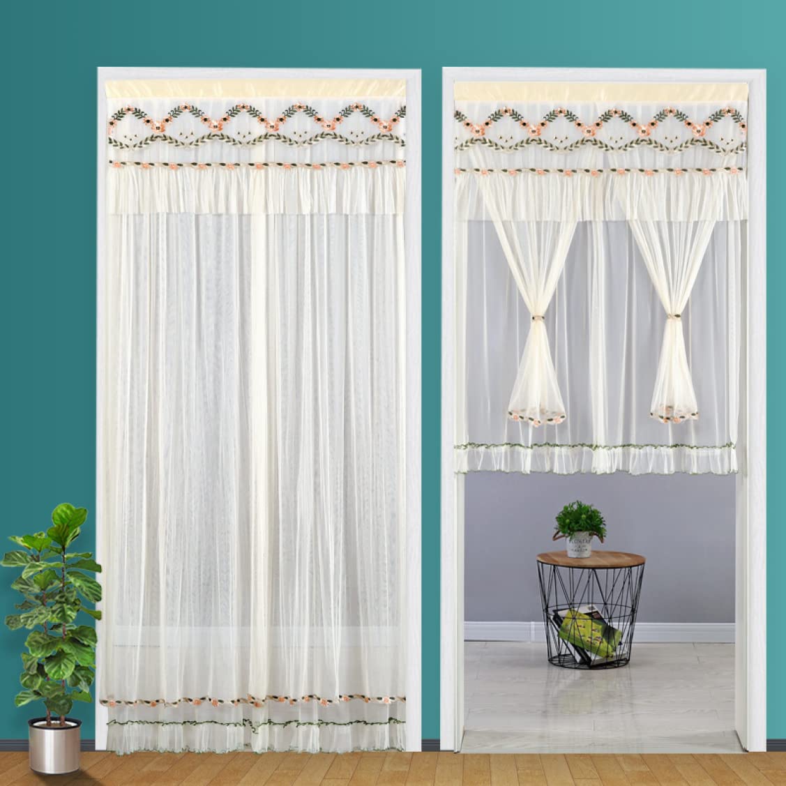 Amazon｜NASFH 間仕切りカーテン レースカーテン ロング のれん